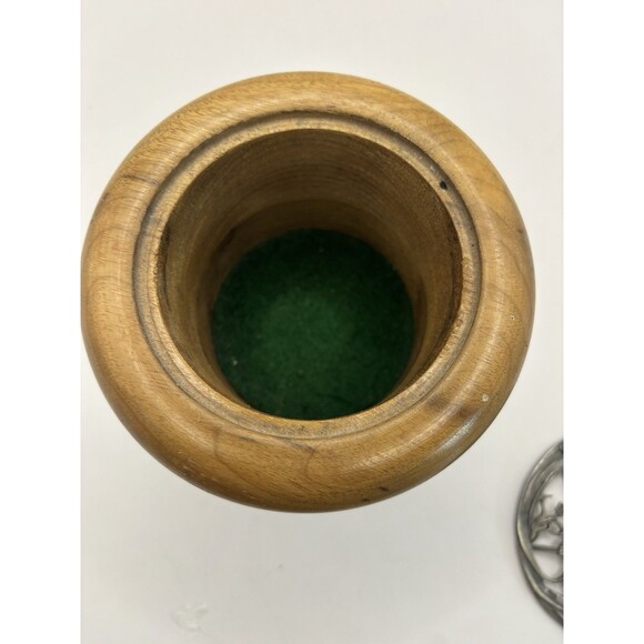 Vintage Myrtle Wood Trinket Box/Potpourri With Pewter Hummingbird Lid - Picture 4 of 6